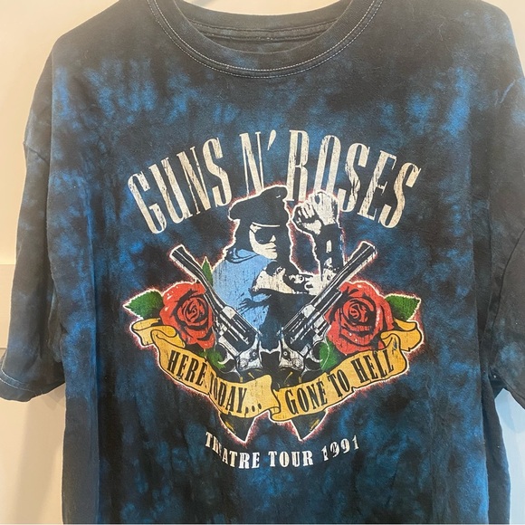 Blue Tie Dye Guns N' Roses Graphic T-Shirt Size XL - Picture 2 of 6